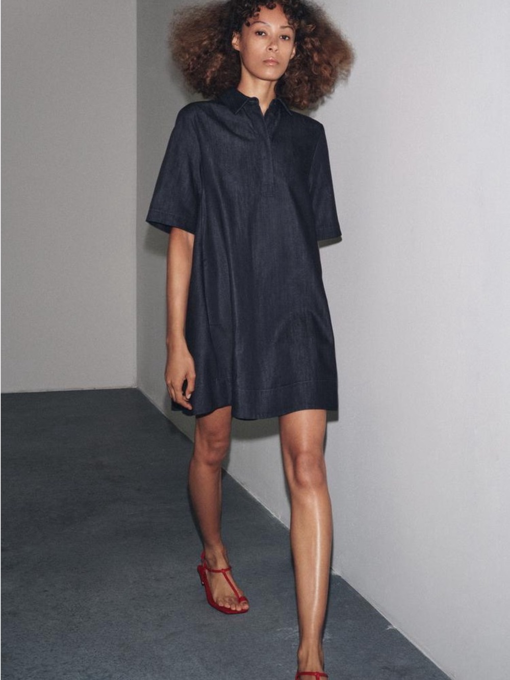 Zara Denim Short-Sleeve Shirt dress